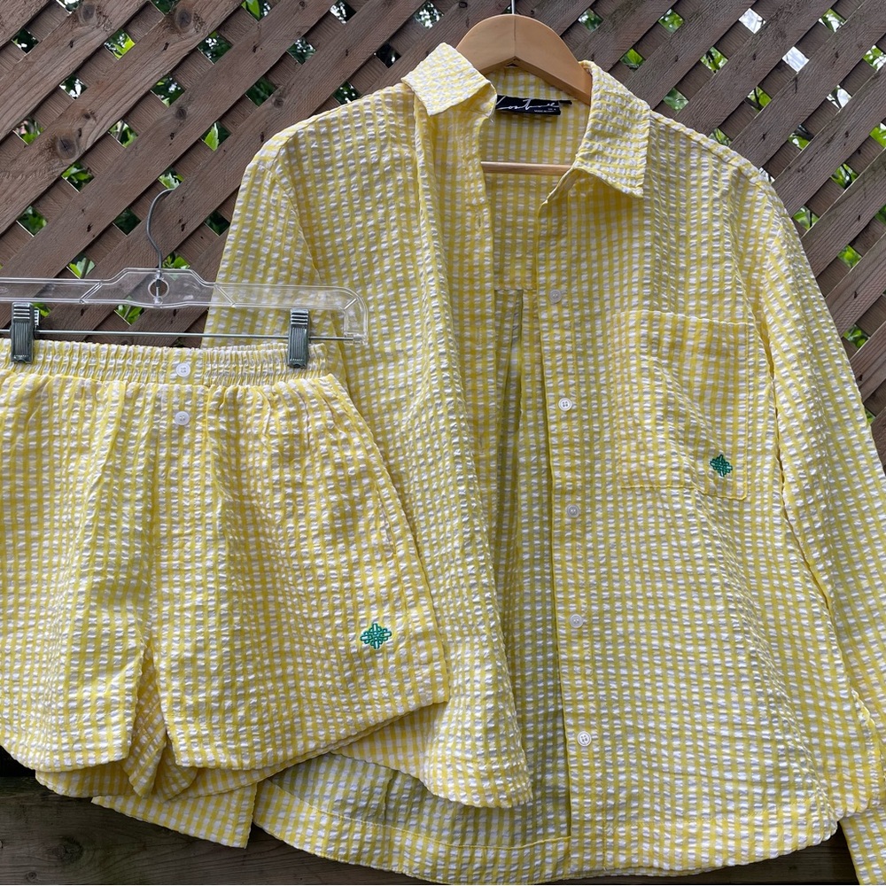 Yellow Checkered Shirt and Shorts Set